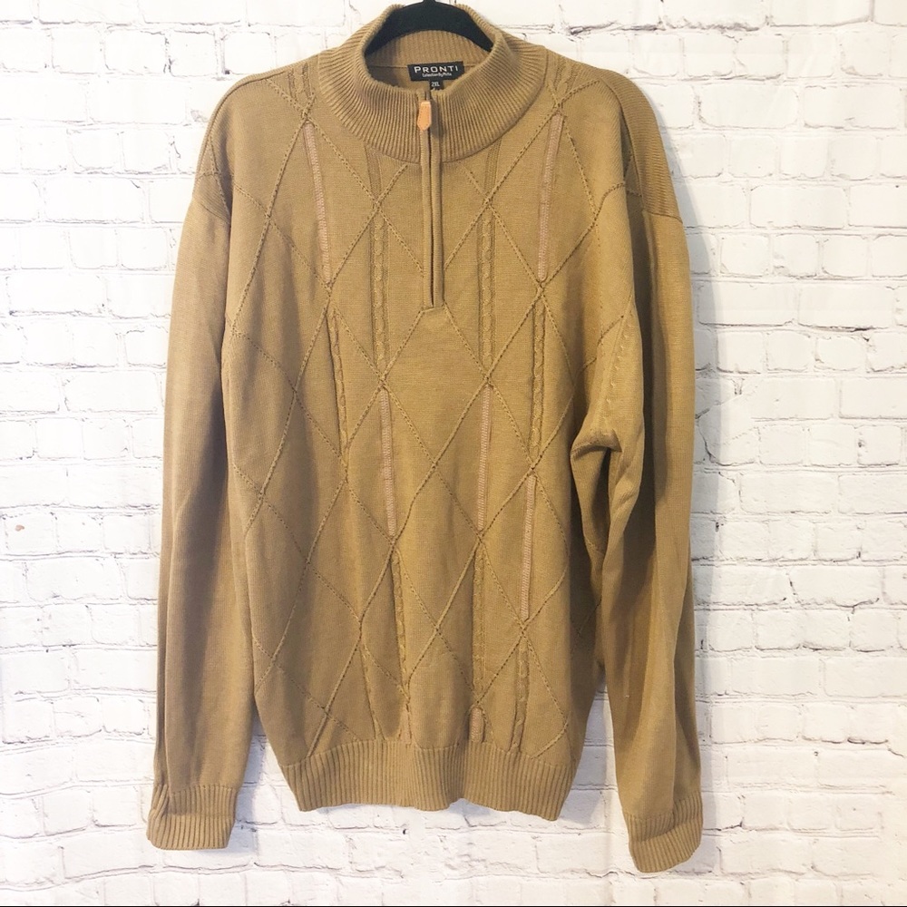 Pronti Brown Half Zip Sweater 2XL